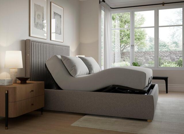 TEMPUR® Duxford Ergomotion Adjustable Upholstered Bed Frame - 5'0 King - Grey - image 1