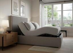 TEMPUR® Duxford Ergomotion Adjustable Upholstered Bed Frame - 5'0 King - Grey - thumbnail 1