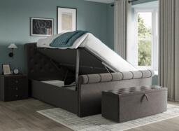 Paris Upholstered Ottoman Bed Frame - 4'6 Double - Grey - thumbnail 2