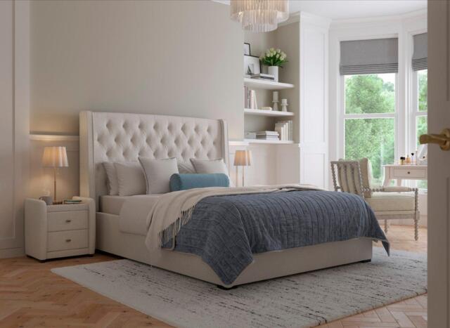 Deacon Upholstered Bed Frame - 6'0 Super king - Cream - image 1