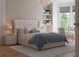 Deacon Upholstered Bed Frame - 6'0 Super king - Cream - thumbnail 1