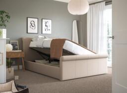 Wilson Upholstered Ottoman Bed Frame - 5'0 King - Cream - thumbnail 2
