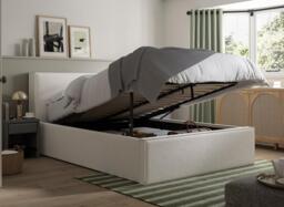 Bethany Upholstered Ottoman Bed Frame - 4'6 Double - Grey - thumbnail 2