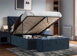Jay Velvet-Finish Upholstered Ottoman Bed Frame - 6'0 Super king - Blue - thumbnail 2