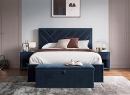 Jay Velvet-Finish Upholstered Ottoman Bed Frame - 6'0 Super king - Blue - thumbnail 3