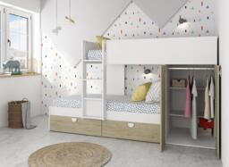 Wren Bunk Bed with Storage - 3'0 Single - White - thumbnail 2