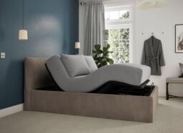 Silentnight Perrie Ergomotion Adjustable Upholstered Bed Frame - 4'6 Double - Grey