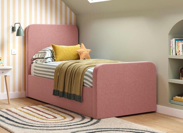 Margot Kids Upholstered Bed Frame - 3'0 Single - Pink - image 1