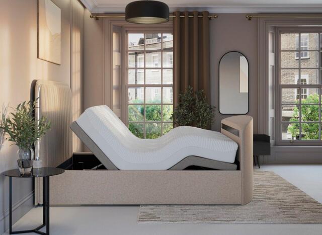 Alexis Adjustable TV Bed - 4'6 Double - Cream - image 1
