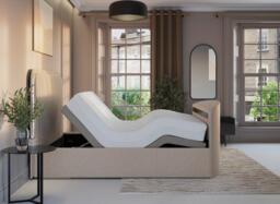 Alexis Adjustable TV Bed - 4'6 Double - Cream