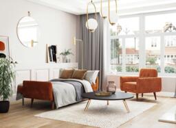 Gallway 3 Seater Sofa Bed - Orange - thumbnail 3