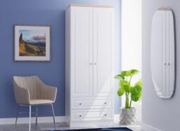 Texas 2-Door  2-Drawer Wardrobe - White - thumbnail 1