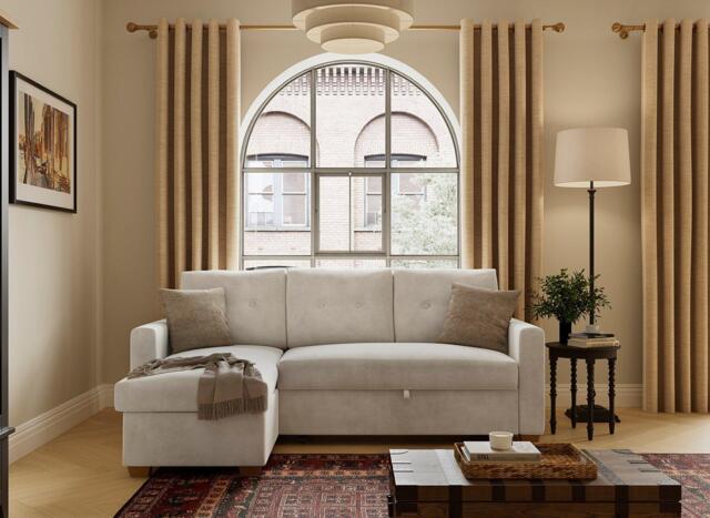 Larne 3-Seater Pull-Out Sofa Bed - Beige - image 1