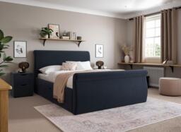 Lucia Upholstered Bed Frame - 5'0 King - Blue
