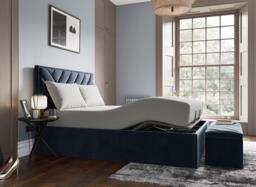 Jay Ergomotion Adjustable Velvet-Finish Bed Frame - 6'0 Super king - Blue - thumbnail 2