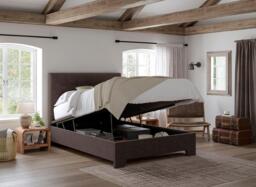 Jenkins Upholstered Ottoman Bed Frame - 4'0 Small double - Brown - thumbnail 2