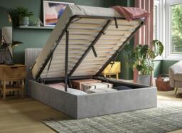 Louanna Upholstered Ottoman Bed Frame - 4'6 Double - Grey - thumbnail 2