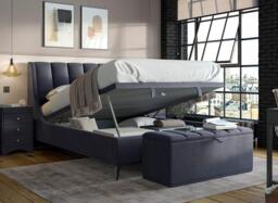 Enzo Upholstered Ottoman Bed Frame - 4'6 Double - Blue - thumbnail 2