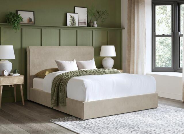 Josephina Upholstered Bed Frame - 5'0 King - Beige - image 1