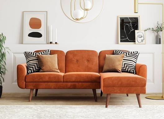 Gallway 3 Seater Corner Sofa Bed - Orange - image 1