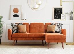 Gallway 3 Seater Corner Sofa Bed - Orange - thumbnail 1