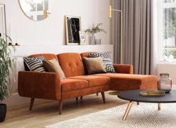 Gallway 3 Seater Corner Sofa Bed - Orange - thumbnail 2