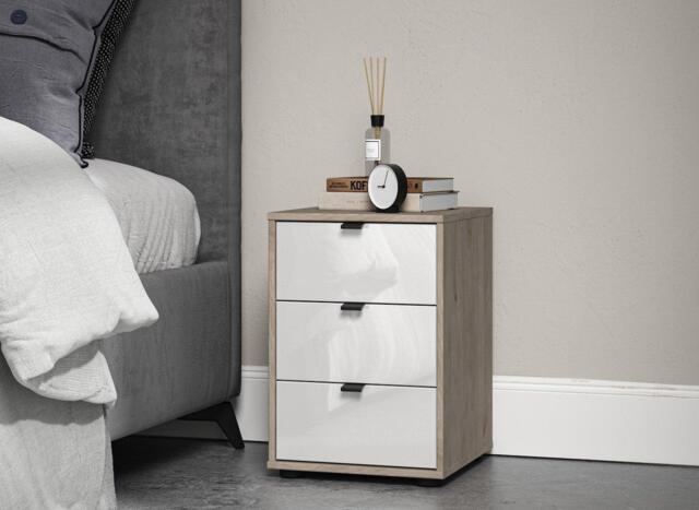 Kirkpatrick 3-Drawer Bedside - White