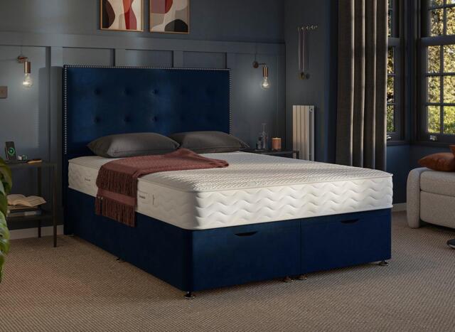 Dream Team Ottoman Divan Bed Base - 4'6 Double - Blue
