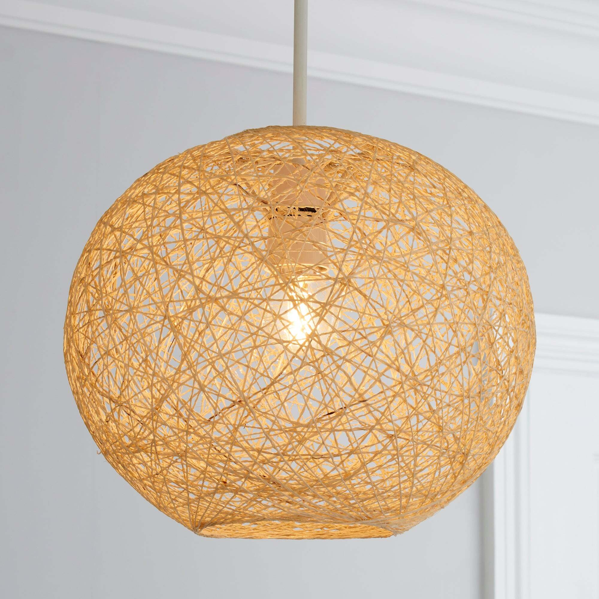 Abaca Ball 27cm Natural Easy Fit Pendant Cream