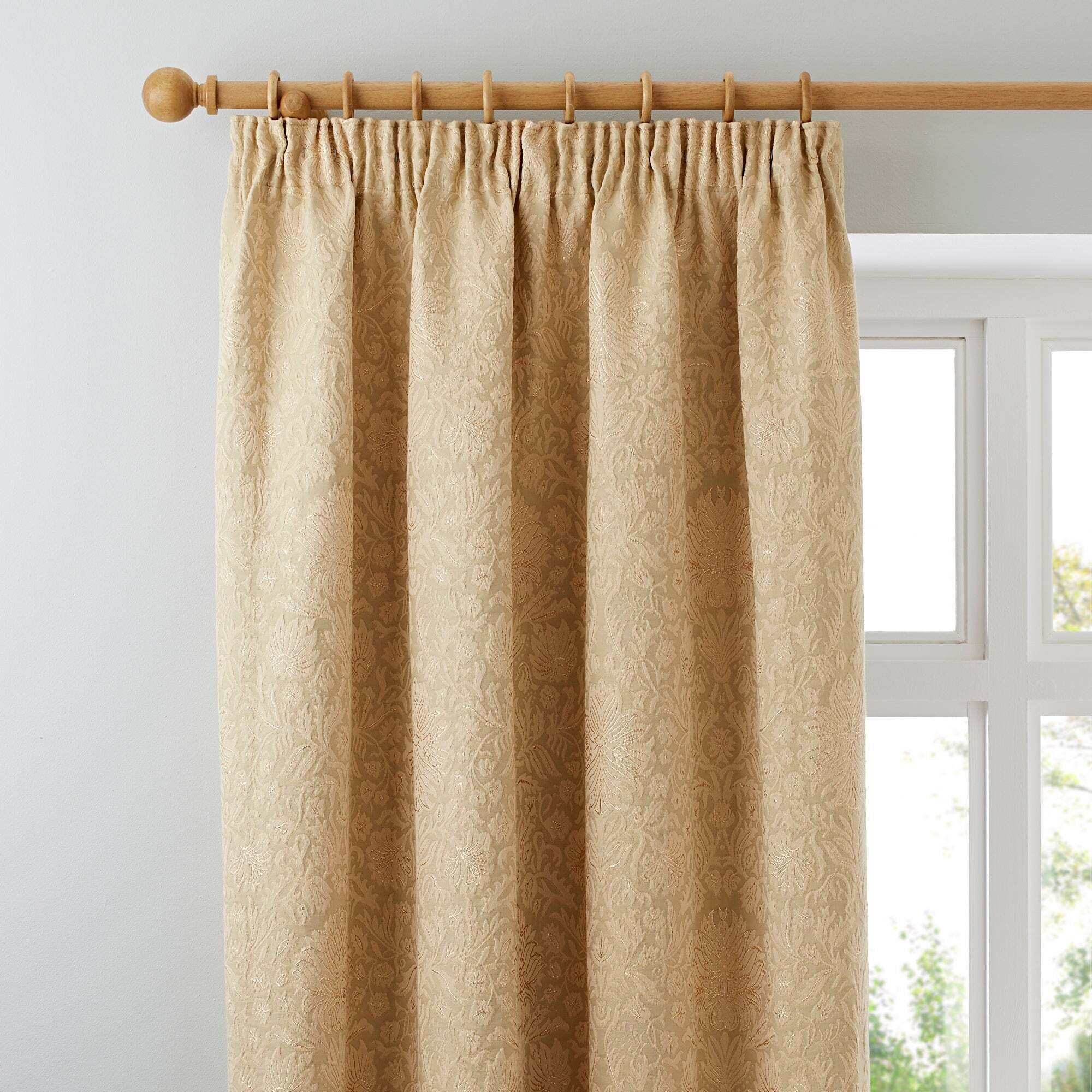 Kensington Gold Pencil Pleat Curtains Gold