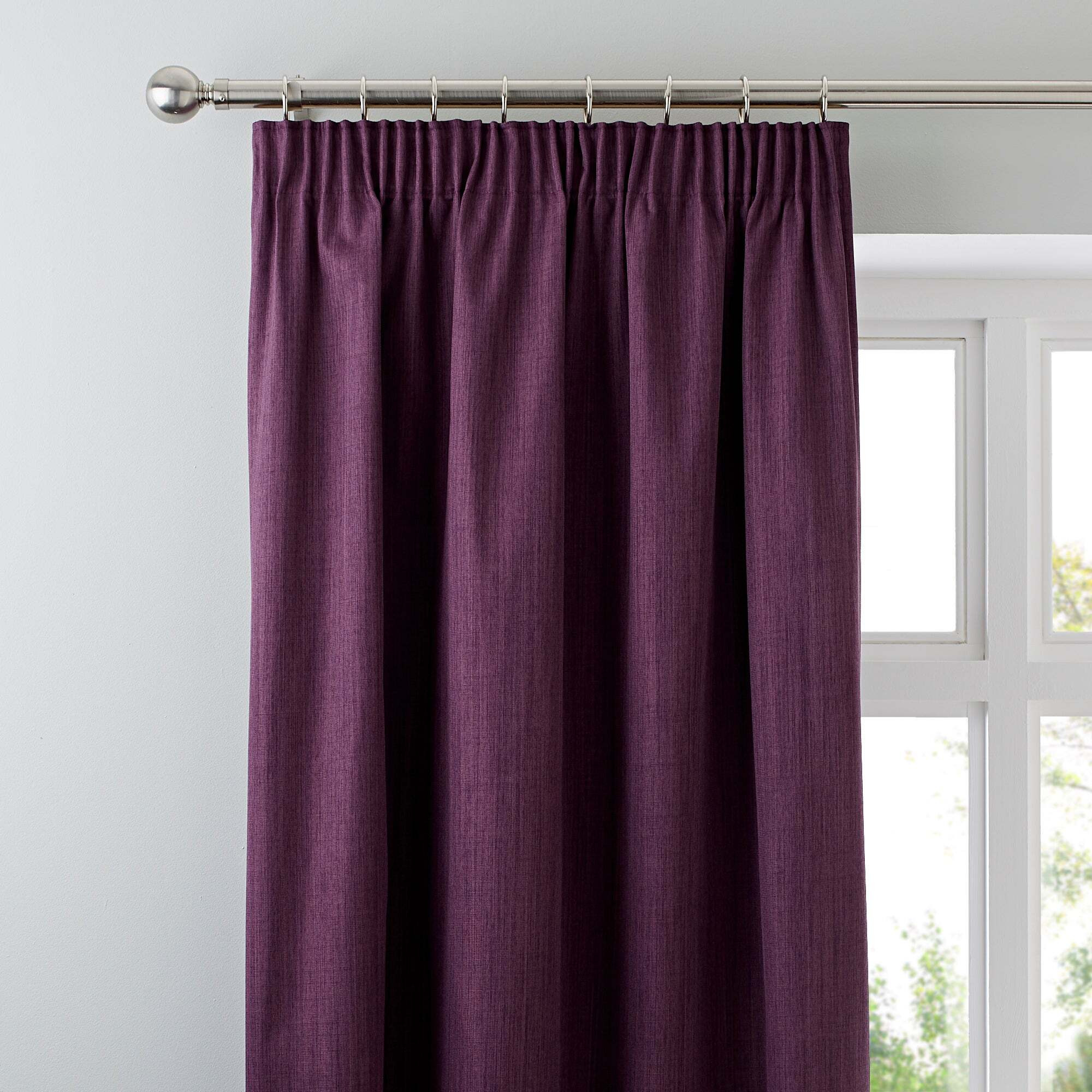 Solar Aubergine Blackout Pencil Pleat Curtains Purple