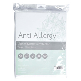 Freshnights Anti Allergy 30cm Zipped Mattress Protector White