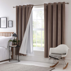 Blackout Eyelet Curtain Linings White and Brown