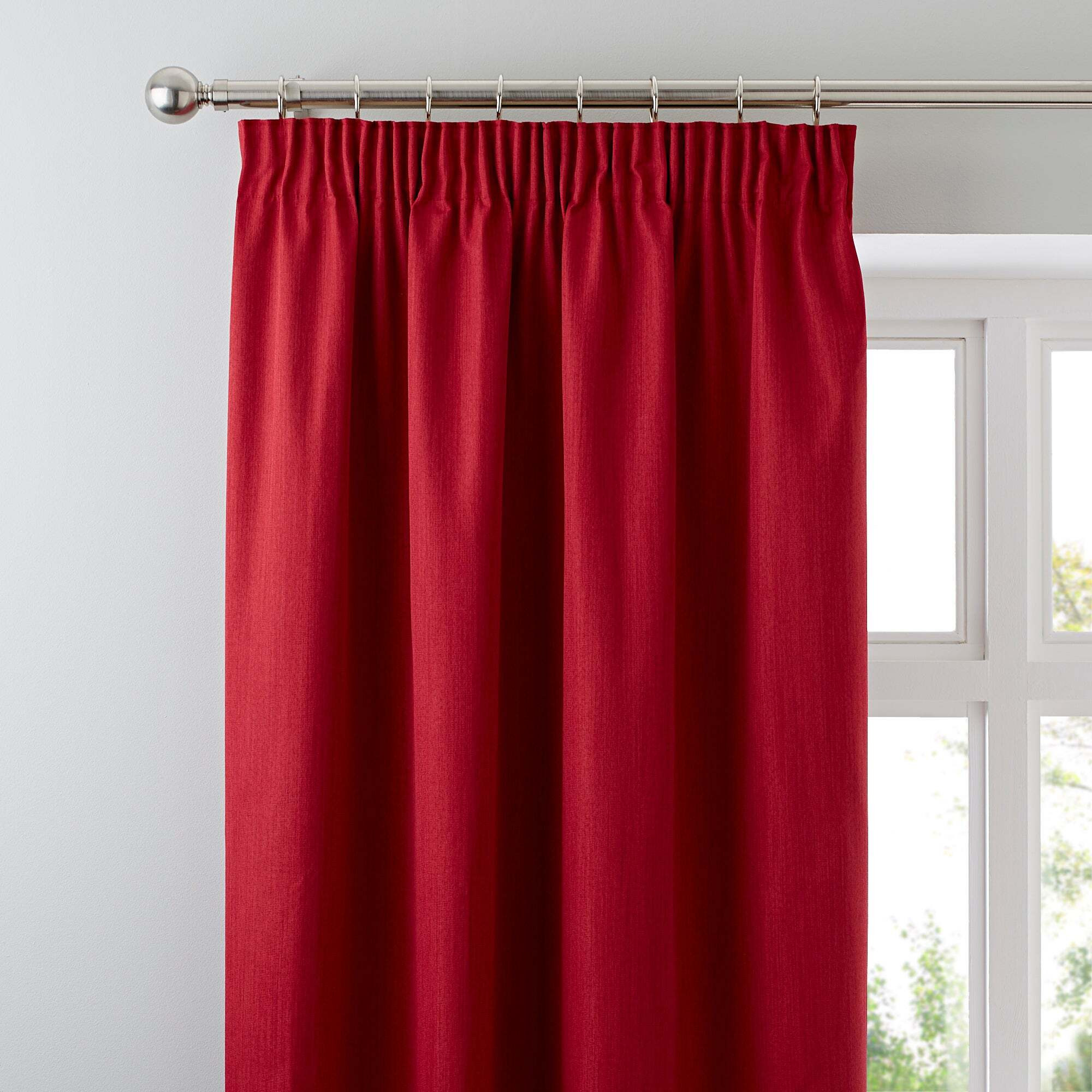 Solar Red Blackout Pencil Pleat Curtains Red
