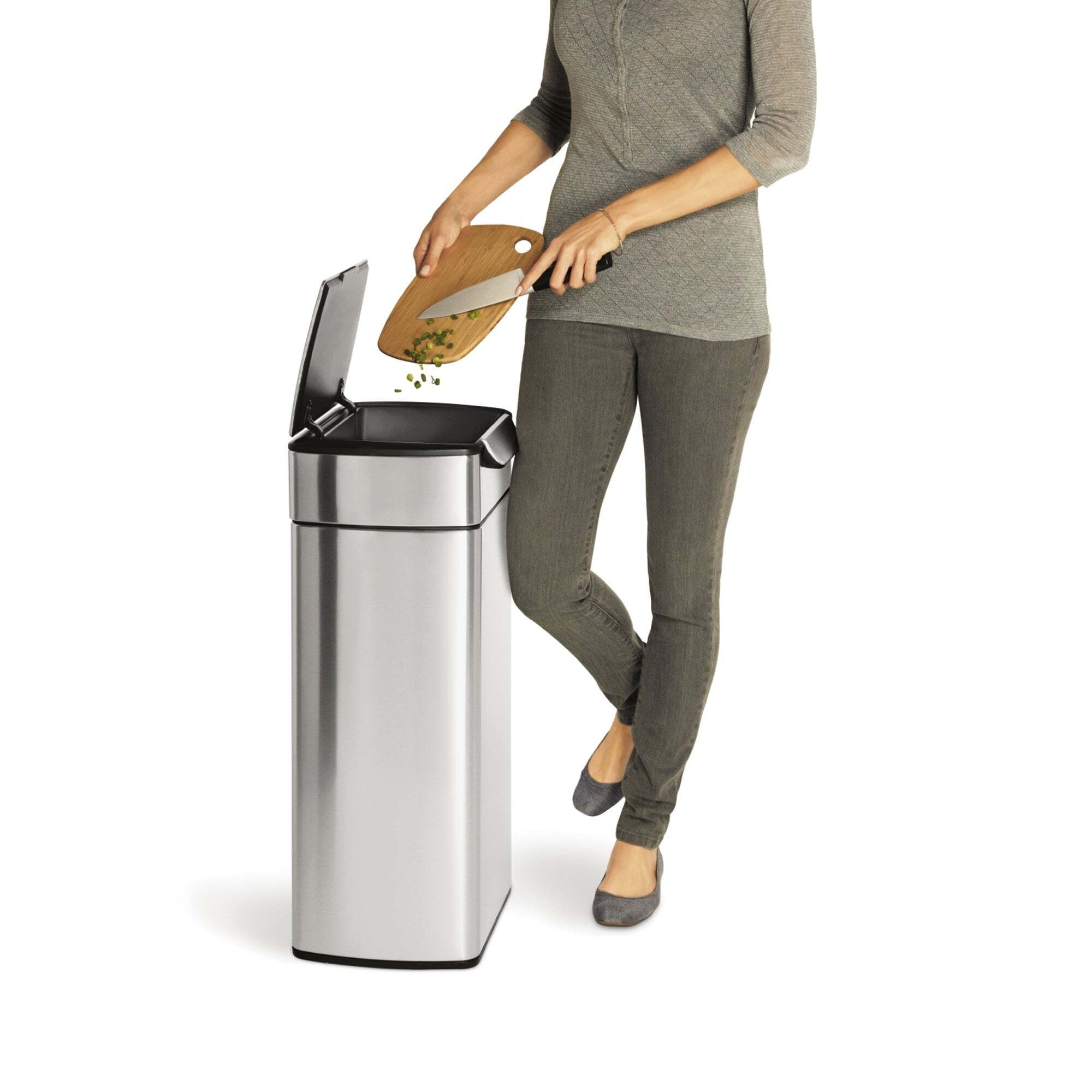 simplehuman Fingerprint Proof 30 Litre Touch Bar Bin Silver