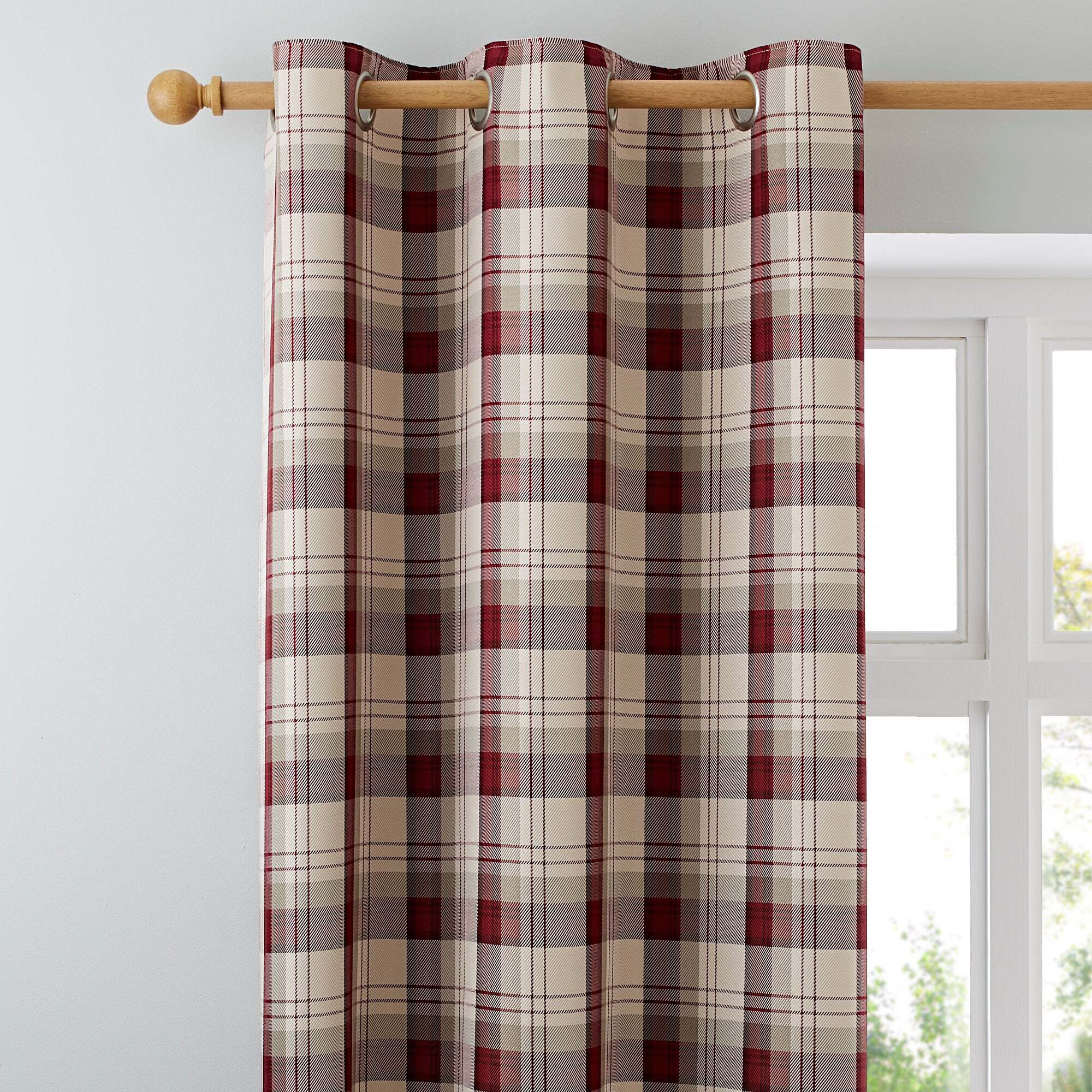 Balmoral Red Eyelet Curtains Red and Brown