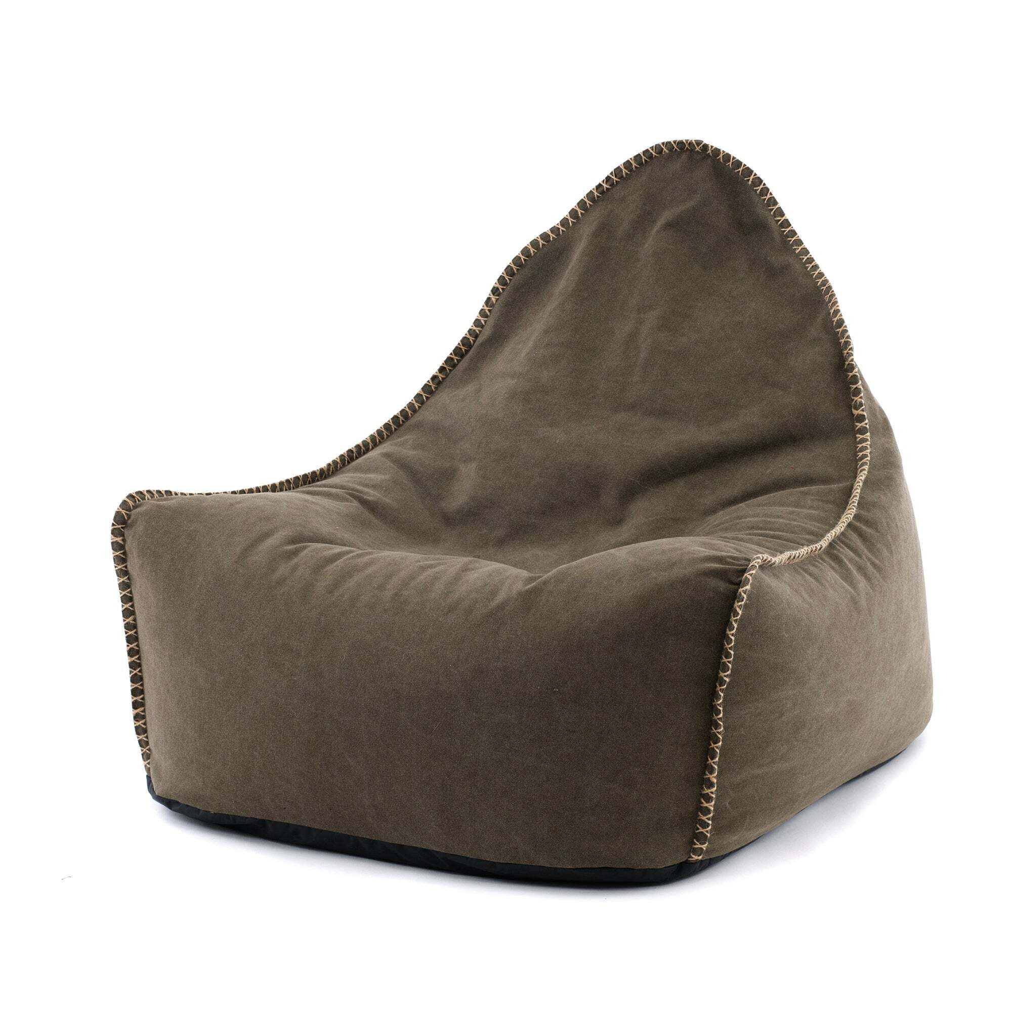 Khaki Canvas Bean Bag Chair Brown