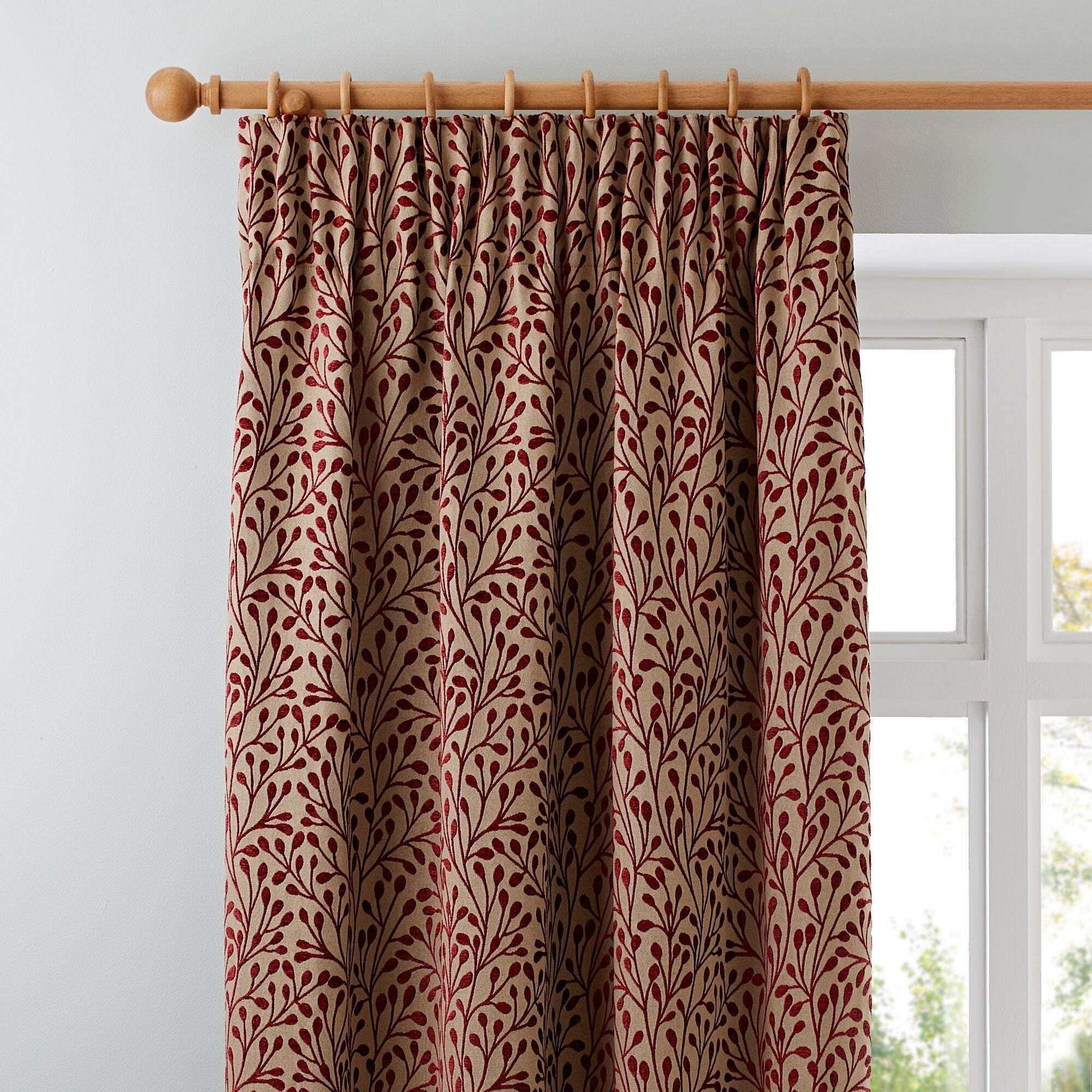 Willow Red Pencil Pleat Curtains Red