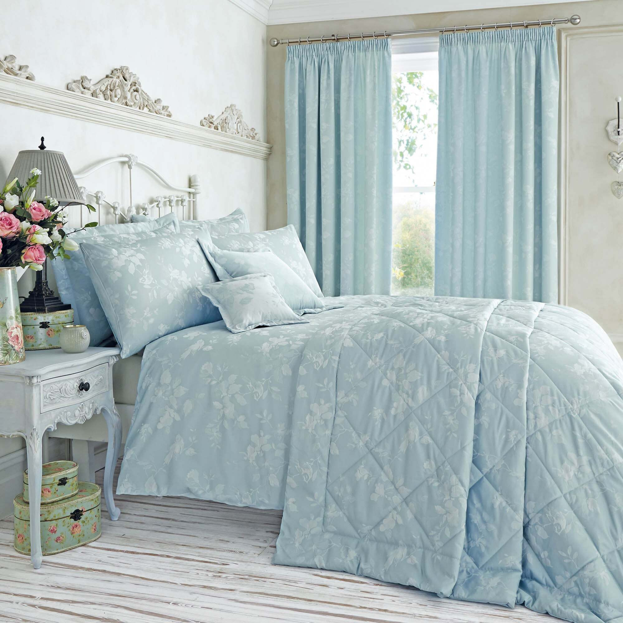 Eden Floral Jacquard Duck-Egg Duvet Cover Duck Egg Blue