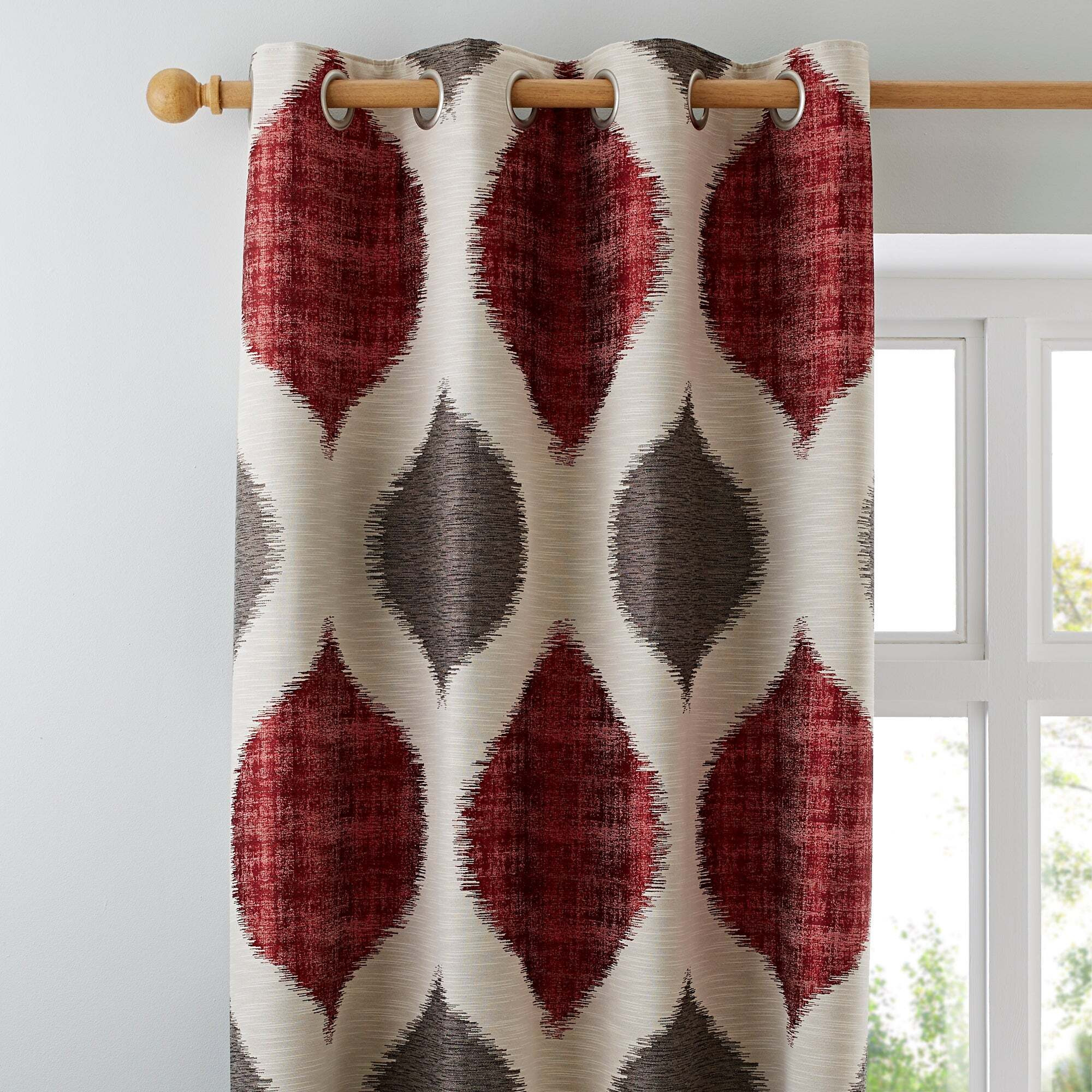 Morocco Red Eyelet Curtains Red and Brown