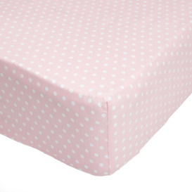 Pink Polka Dot 25cm Fitted Sheet Pink