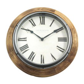 Wooden Edge 31cm Wall Clock Brown