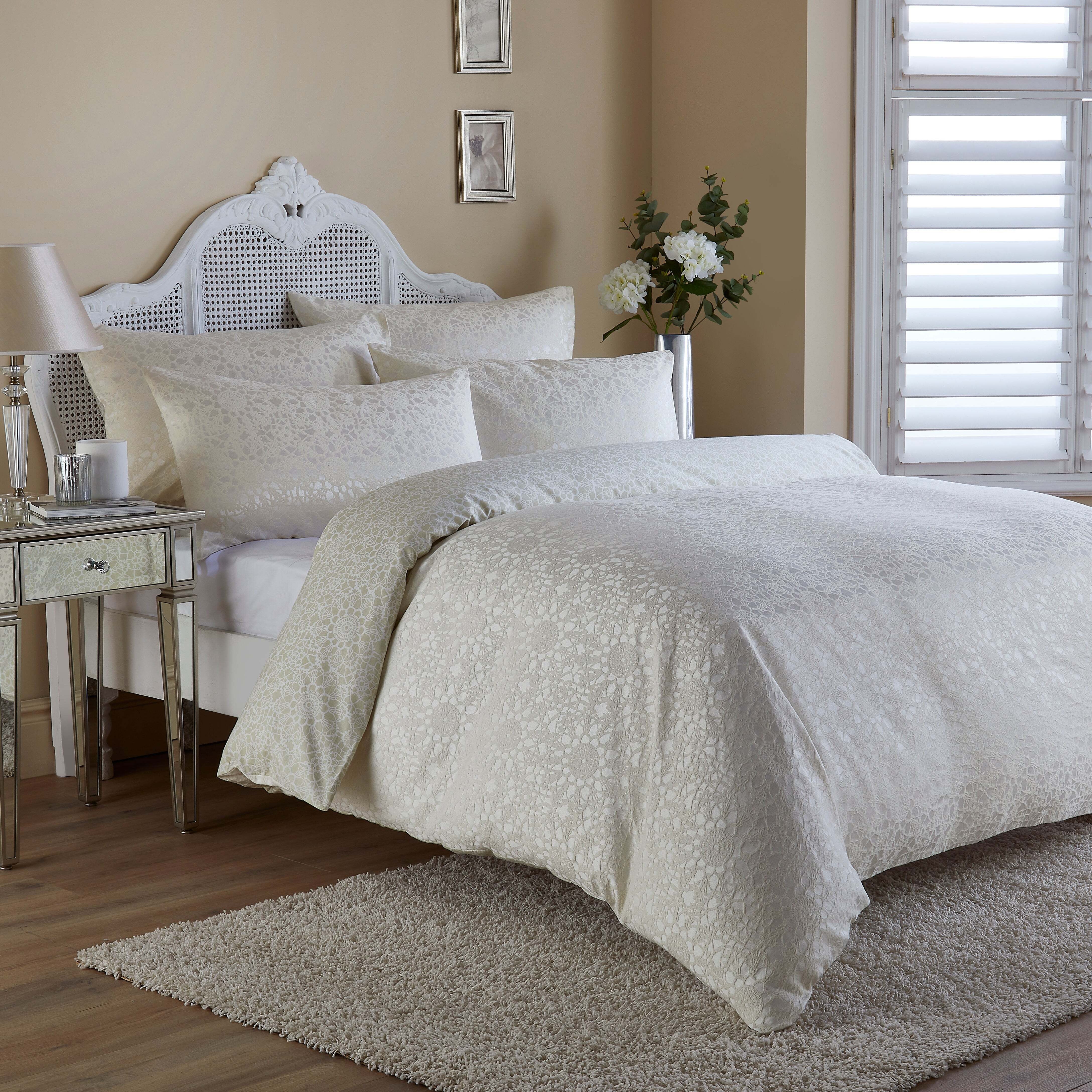 Crochet Jacquard Cream Duvet Cover Cream (Natural)