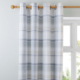 Harrison Blue Thermal Eyelet Curtains Blue and White