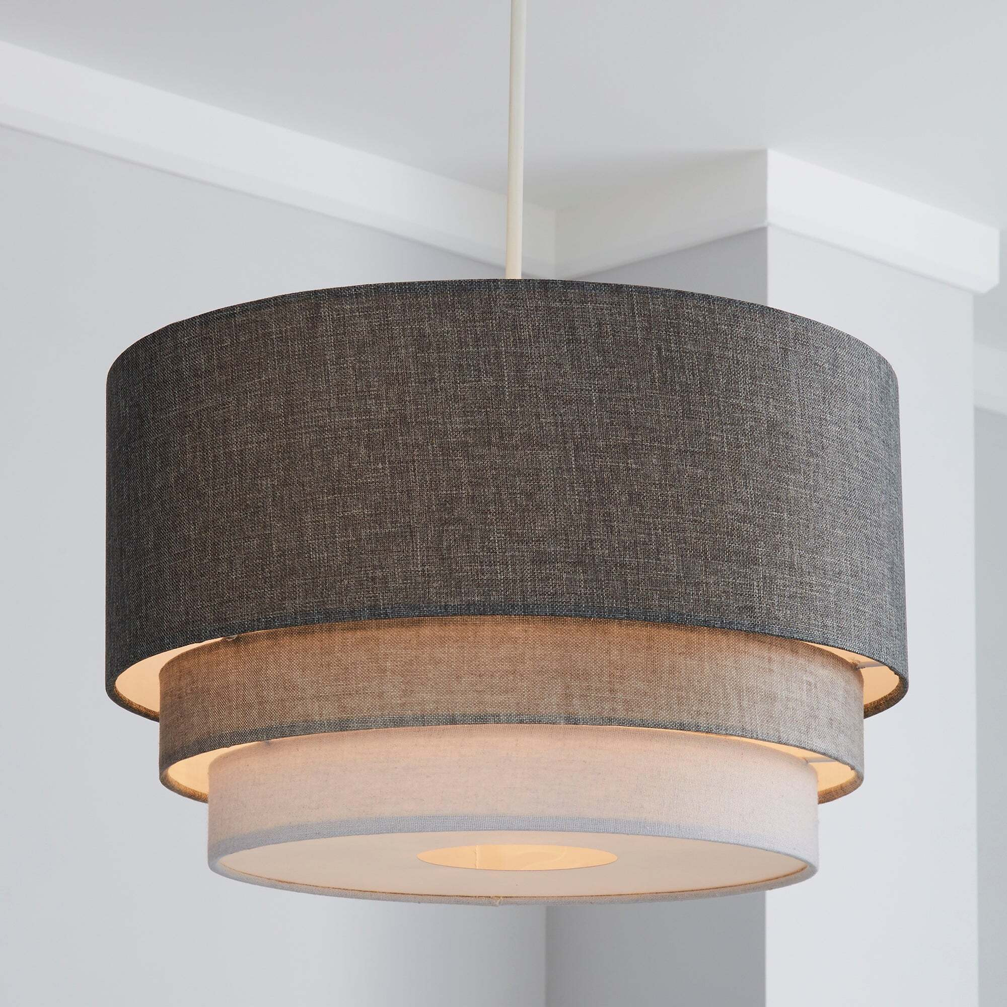 Elements Eclipse 3 Tier Lamp Shade 40cm Grey Grey