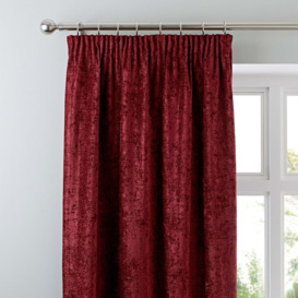 Chenille Wine Pencil Pleat Curtains Red