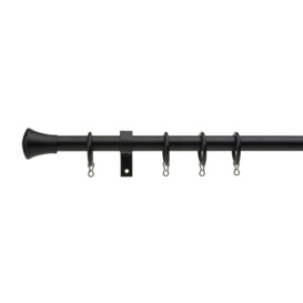 Trumpet Extendable Metal Curtain Pole Dia. 16/19mm Black