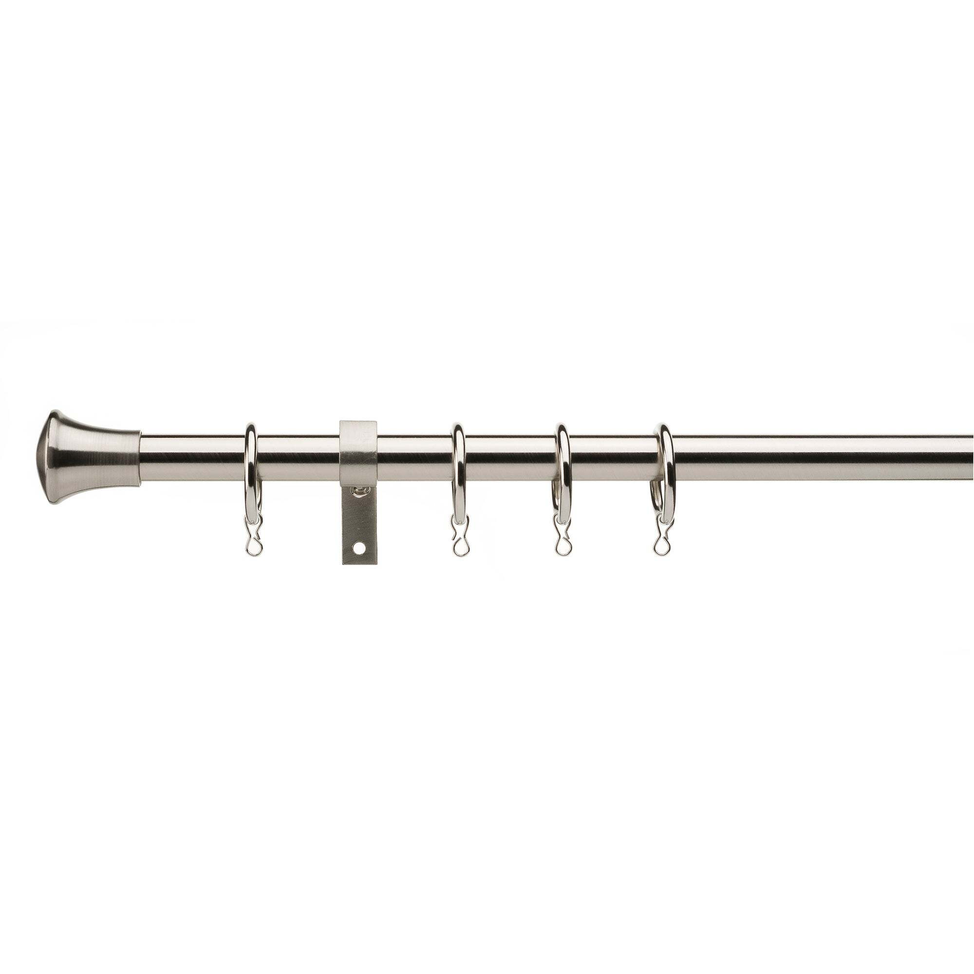 Trumpet Extendable Metal Curtain Pole Dia. 16/19mm Satin Steel (Silver)