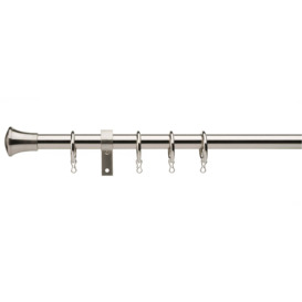 Trumpet Extendable Metal Curtain Pole Dia. 16/19mm Silver