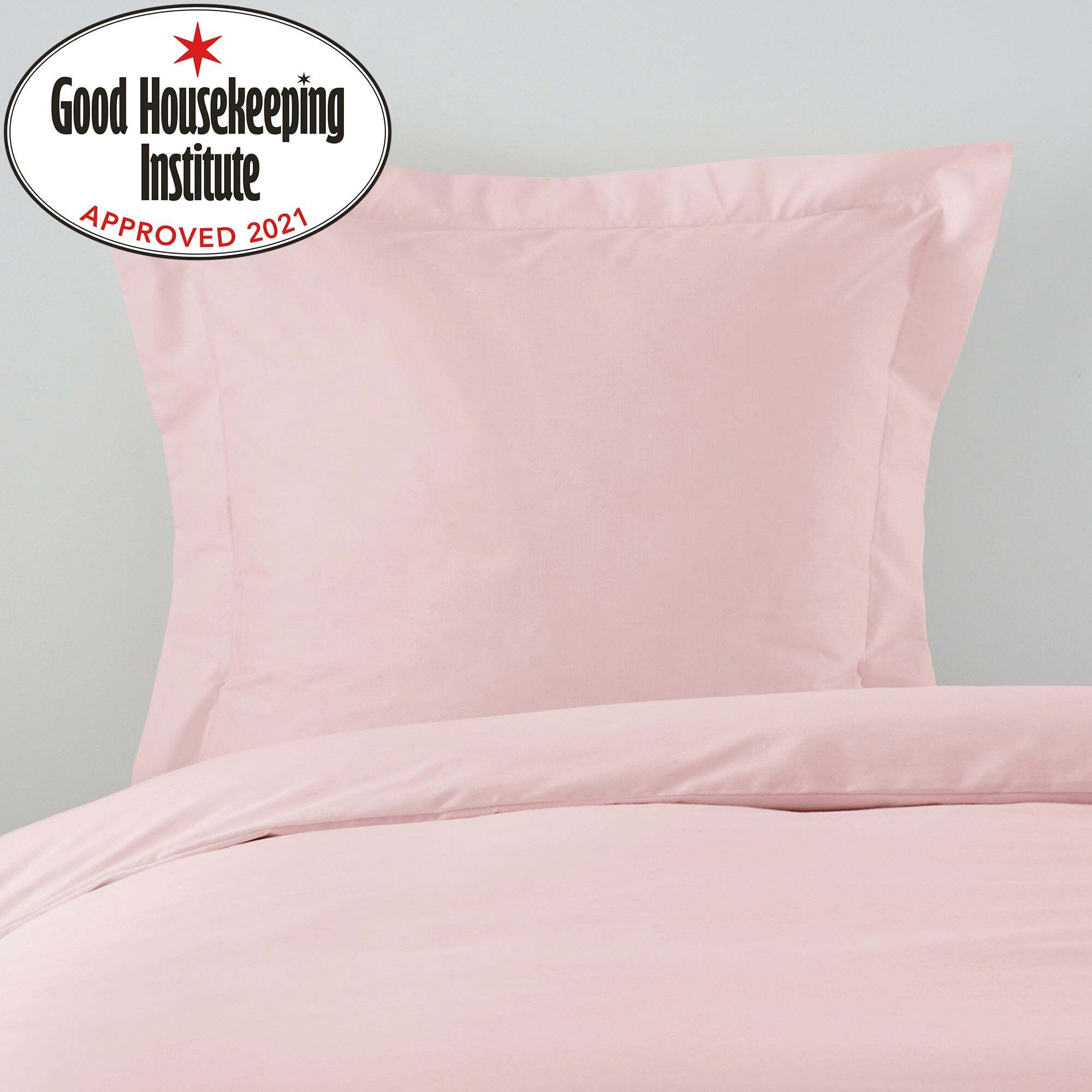 Non Iron Plain Dye Pink Continental Square Pillowcase Pink